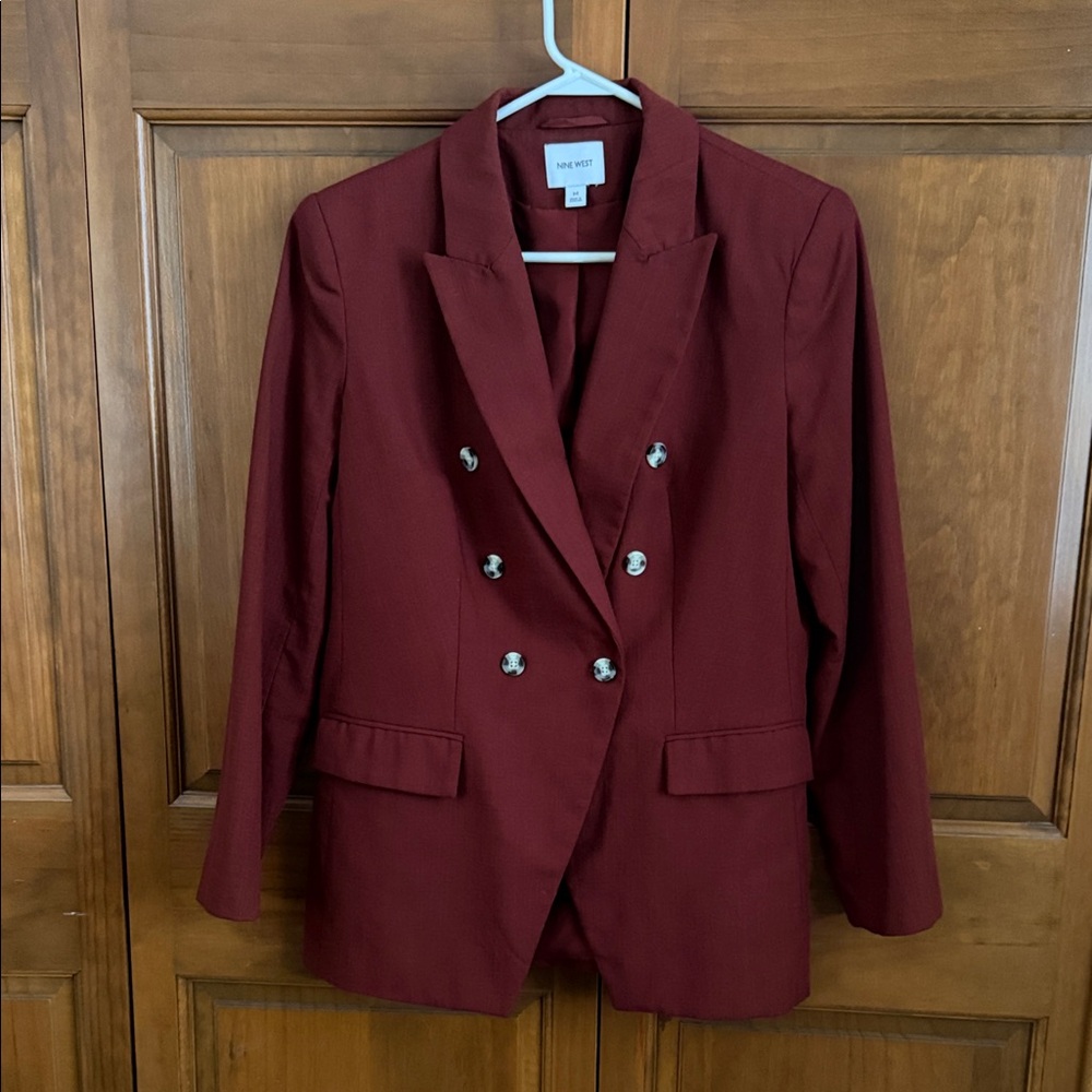 Apt. 9 Double-Breasted Burgundy Blazer